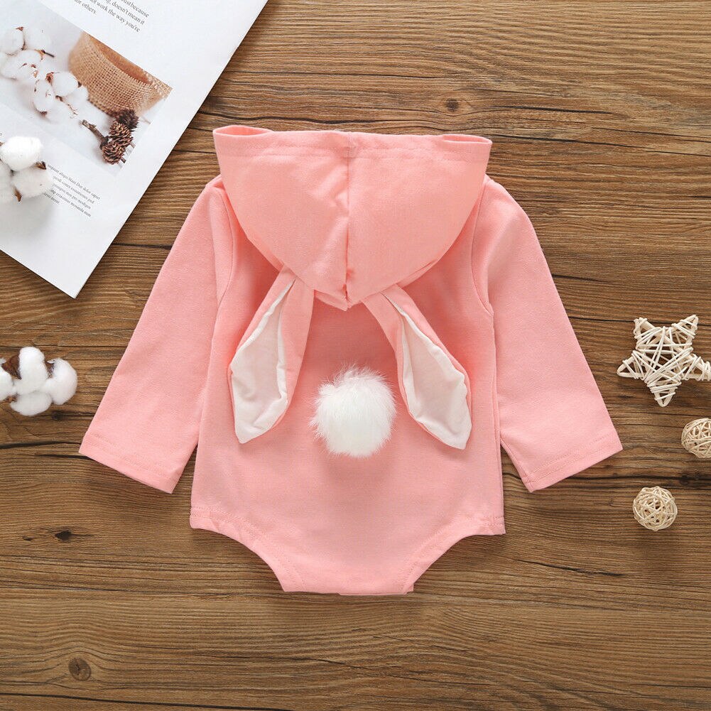 Autumn Winter Warm Newborn Kids Cotton Rompers Baby Boys Girls Bodysuits Cute Rabbit Ear Costume Clothes 0-2 Years