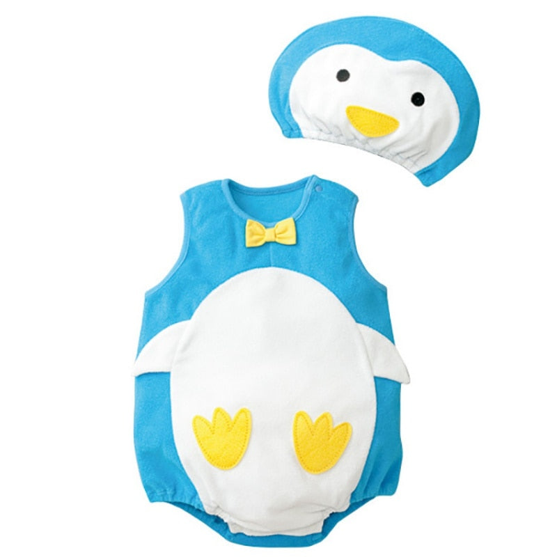 Baby Clothes Cartoon Baby Boy Girl Rompers Cotton Animal And Fruit Pattern Infant Jumpsuit + Hat Set Newborn Baby Costumes