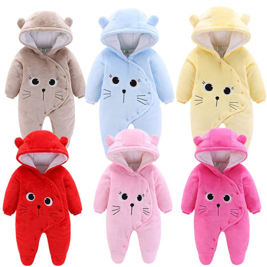 Baby Girls Clothes Newborn Winter Hoodie Baby Rompers Polyester Baby Boy Romper Climbing Outwear Infant Baby Jumpsuit 3M -12M