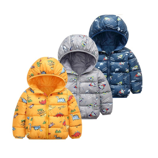 Kids Hooded Jackets Boys Girls Cartoon Patern Winter 2022 Snowsuit Outerwear 2022 Baby Boy Zipper Cotton Jacket For Kids Coats