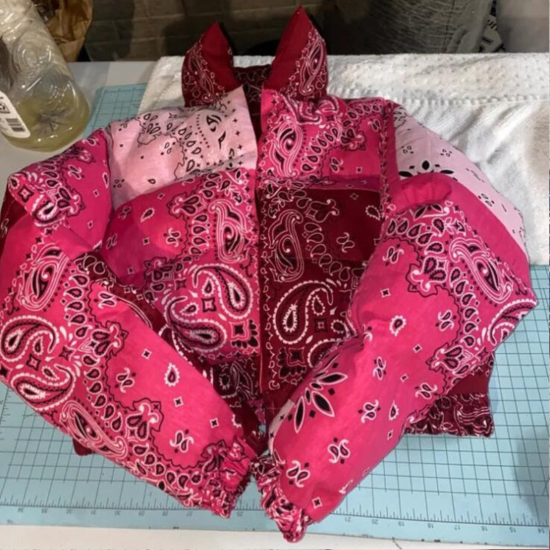 Woman Bandana Puffer Coats Jackets Crop Puff Ladies Top Women Winter Fashion Girls' Plus Size Bubble Coats