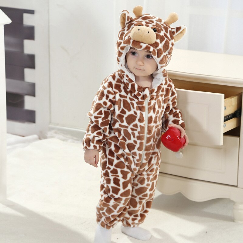 Baby Leopard Kigurumi Pajamas Newborn Infant Romper Onesies Animal Anime Costume Outfit Hooded Cute Winter Clothing For Girl Boy
