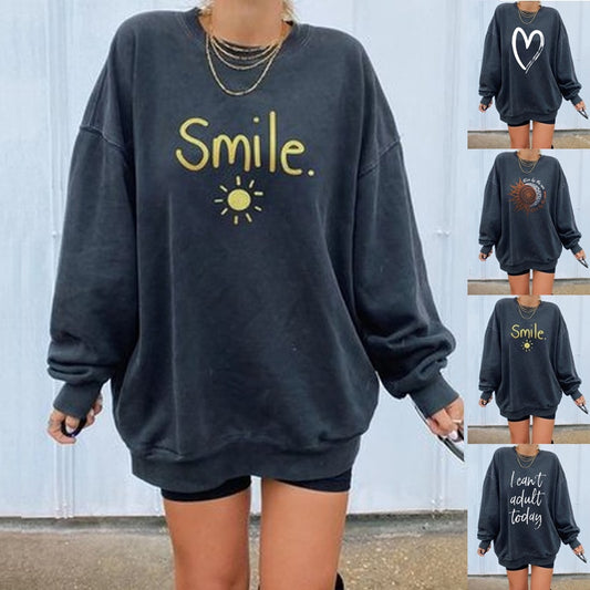Printing Sweatshirts Women Loose Sunflower Long Sleeve Shirts