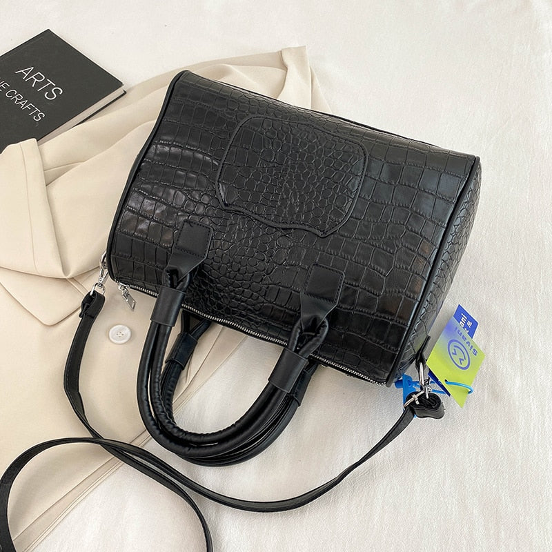 Crocodile Pattern Leather Crossbody Bags Luxury Designer Handbags Fashion Cartoon Embroidered Casual Totes