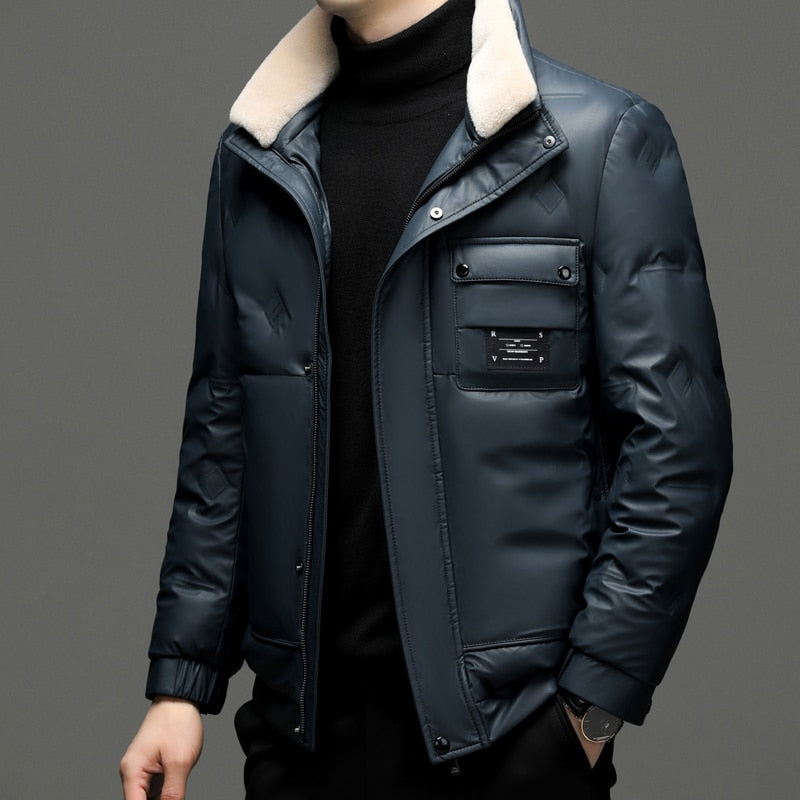 Tops Winter 2022 90% White Duck Down Jacket Men's Casual Zipper Fur Collar Puffer Coats Outwear Solid Thicken Warm Parka Clothes