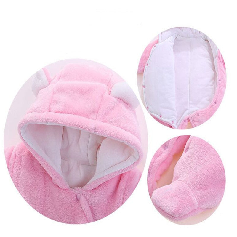 Baby Girls Clothes Newborn Winter Hoodie Baby Rompers Polyester Baby Boy Romper Climbing Outwear Infant Baby Jumpsuit 3M -12M