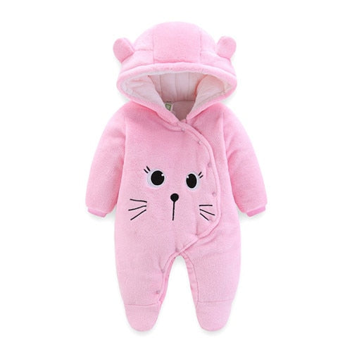 Baby Girls Clothes Newborn Winter Hoodie Baby Rompers Polyester Baby Boy Romper Climbing Outwear Infant Baby Jumpsuit 3M -12M