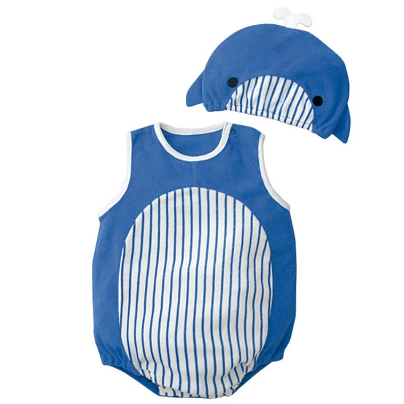 Baby Clothes Cartoon Baby Boy Girl Rompers Cotton Animal And Fruit Pattern Infant Jumpsuit + Hat Set Newborn Baby Costumes