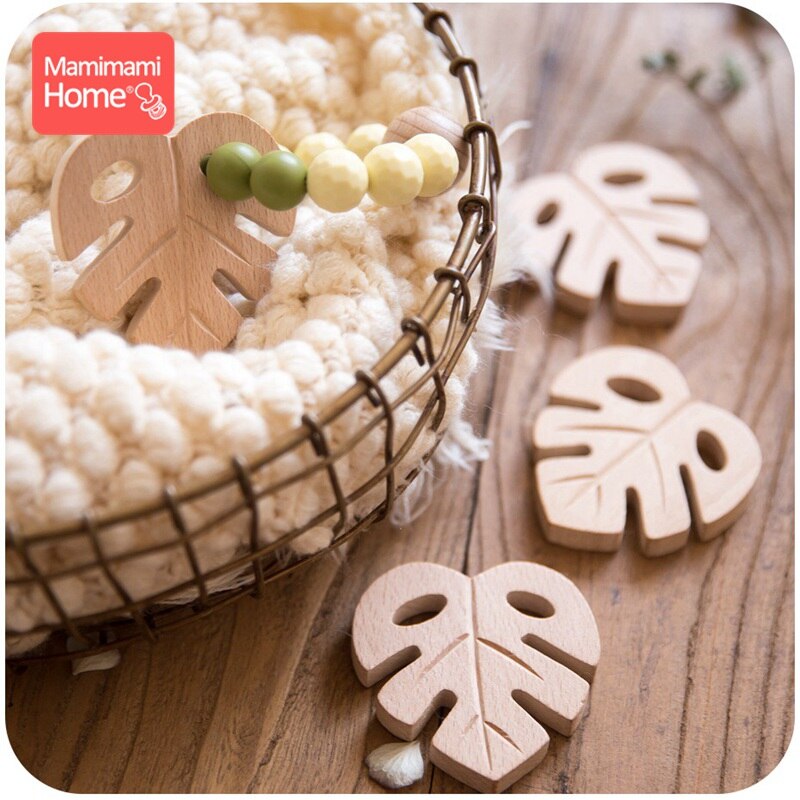 Wooden Bracelets Wooden Teether Chewable Crochet Beads Woo Baby Gym Rattle Toys Bird Shape Silicone Beads Handmade DIY Crafts