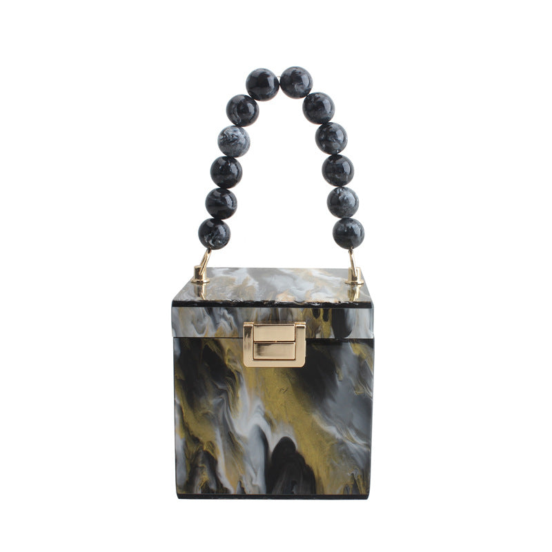 Acrylic Small Square Bag Pearl Bracelet Handbag