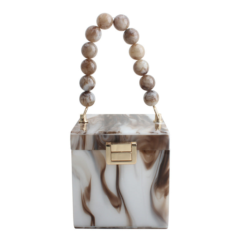 Acrylic Small Square Bag Pearl Bracelet Handbag
