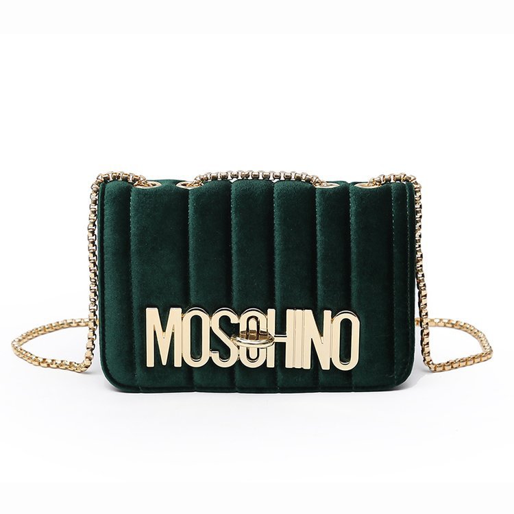 Velvet letter shoulder diagonal chain bag