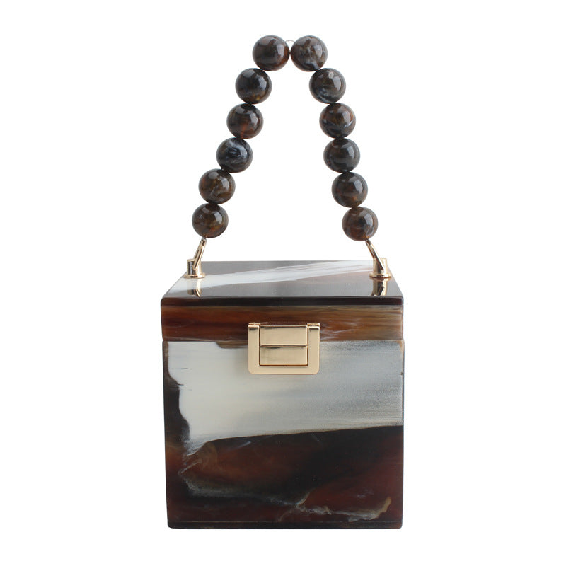 Acrylic Small Square Bag Pearl Bracelet Handbag