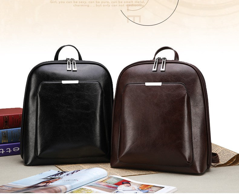 Multifunctional fashion oil wax leather backpack