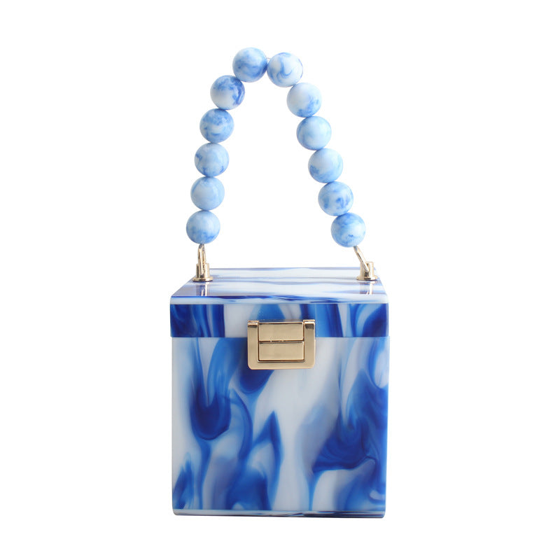 Acrylic Small Square Bag Pearl Bracelet Handbag