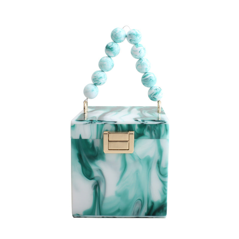 Acrylic Small Square Bag Pearl Bracelet Handbag