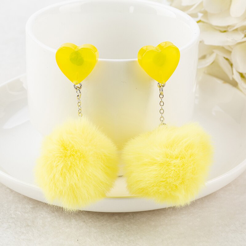 Fax Fur Earring Multicolours Resin Jewelry Birthday