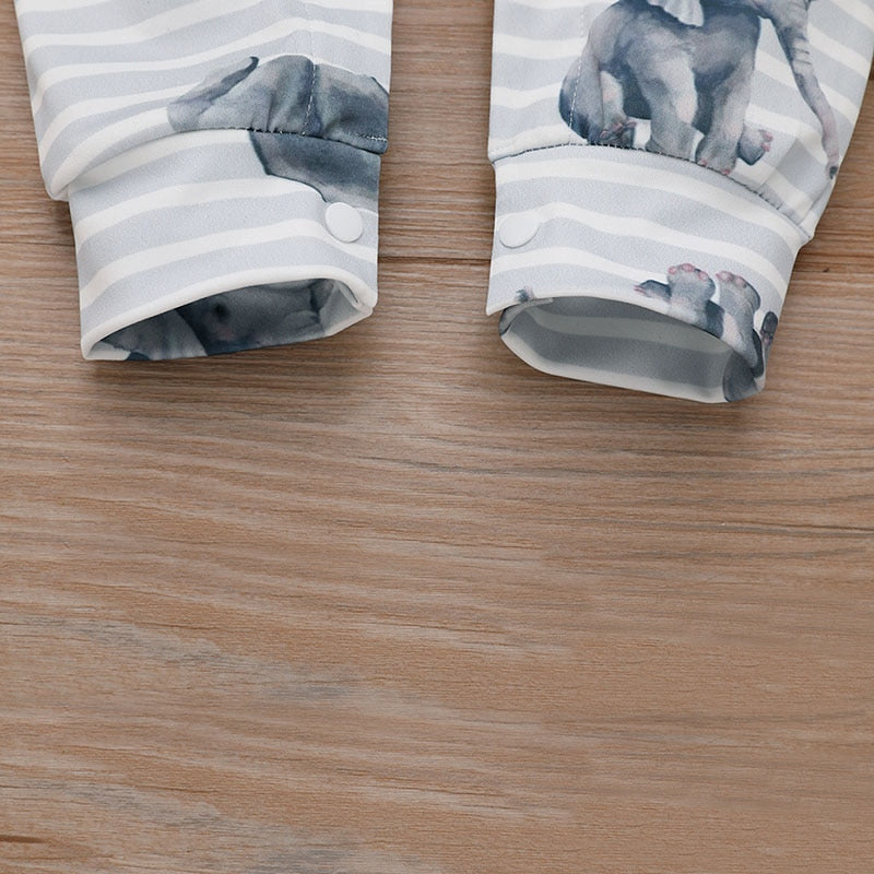 2Pcs/Set Autumn Baby Rompers Elephant Print Clothes Full Sleeve Baby Clothing Boy Cotton Newborn Jumpsuit