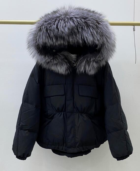 Huge Natural Raccoon Fox Fur Hooded 2021 Winter Down Coat Women Waterproof White Duck Down Jacket Puffer Female Feather Parkas