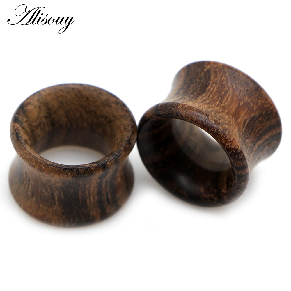 Alisouy 2pcs Wood Ear Plug Tunnel Earring Guages Stretcher Expander Dermal Piercing Oreja Mujer Stretcher Unisex Body Jewelry