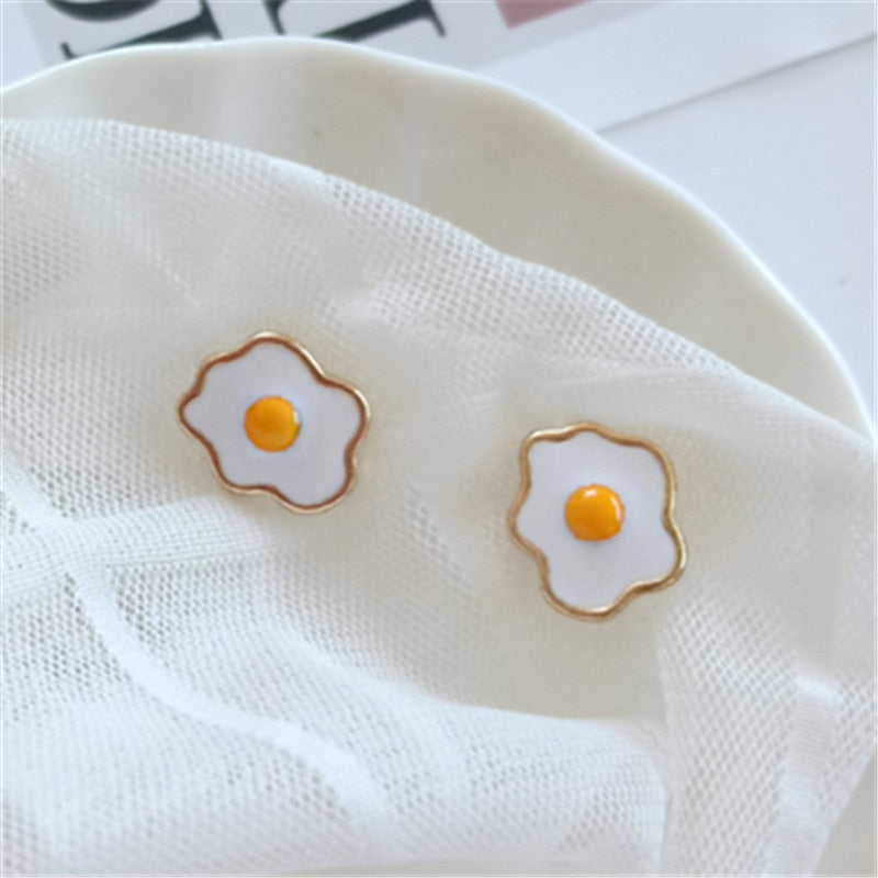 Fashion Creative personality beautiful stud earrings Popular wacky earrings temperament yolk stud earrings for women jewelry