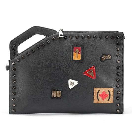 Men Rivets Handbag Male Skull Clutch luxury leather bag for men