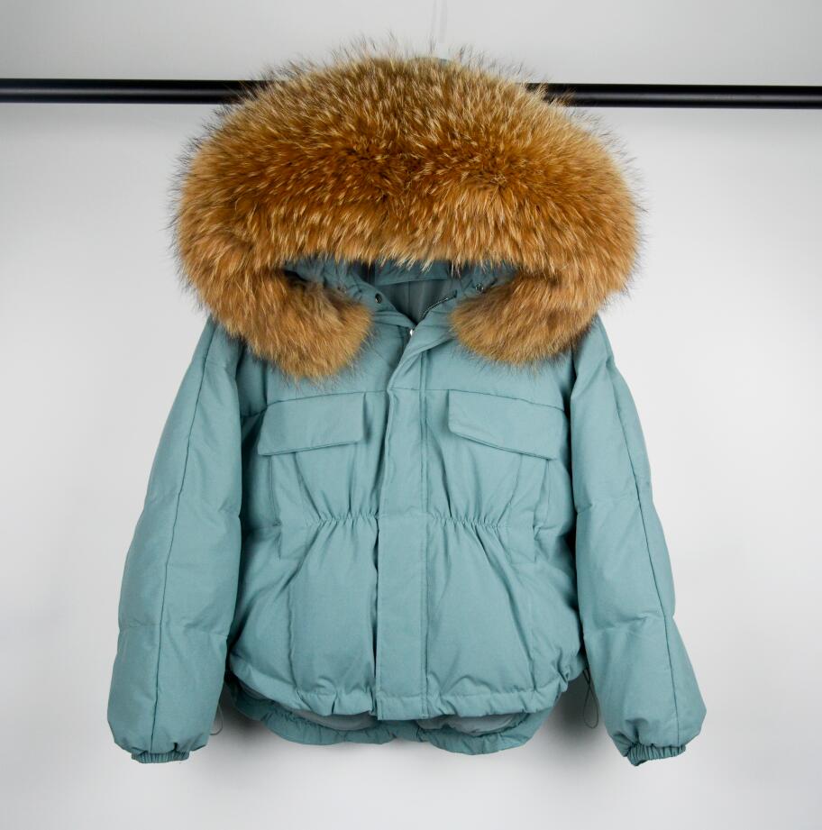Huge Natural Raccoon Fox Fur Hooded 2021 Winter Down Coat Women Waterproof White Duck Down Jacket Puffer Female Feather Parkas