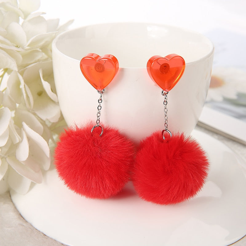 Fax Fur Earring Multicolours Resin Jewelry Birthday