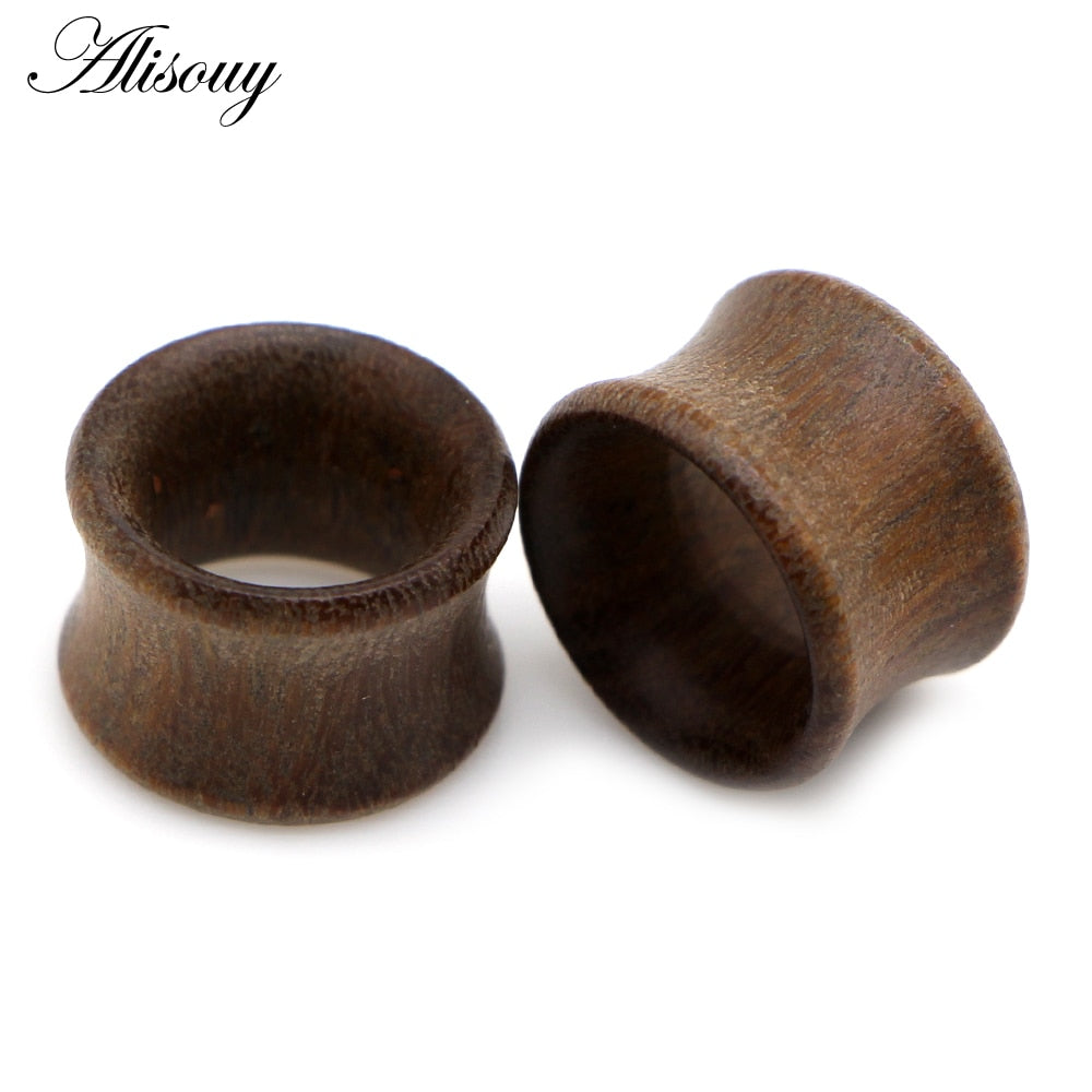 Alisouy 2pcs Wood Ear Plug Tunnel Earring Guages Stretcher Expander Dermal Piercing Oreja Mujer Stretcher Unisex Body Jewelry