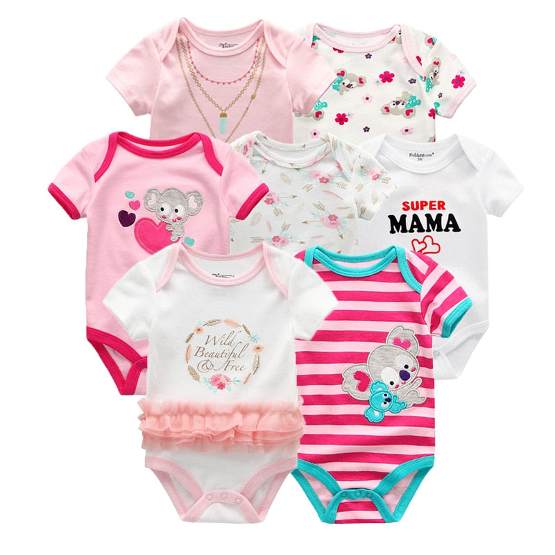 Uniesx Newborn Baby Rompers Clothing 7Pcs/Lot Infant Jumpsuits 100%Cotton Children Roupa De Bebe Girls&amp;Boys Baby Clothes