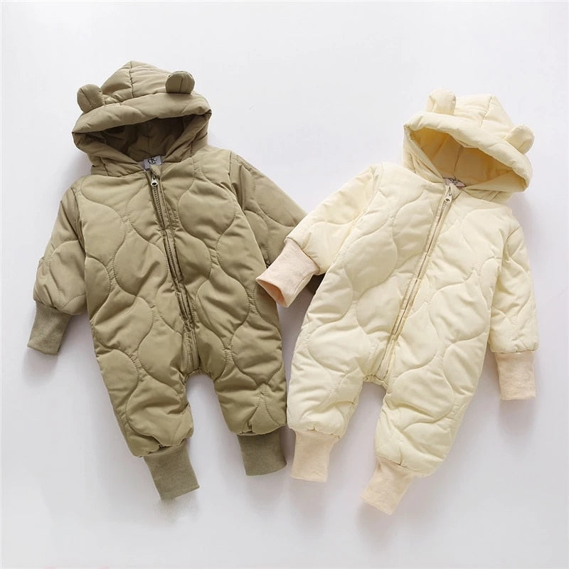 MILANCEL Winter Baby Clothing Fur Lining Toddler Girls Rompers Bear Suit Infant Outfit