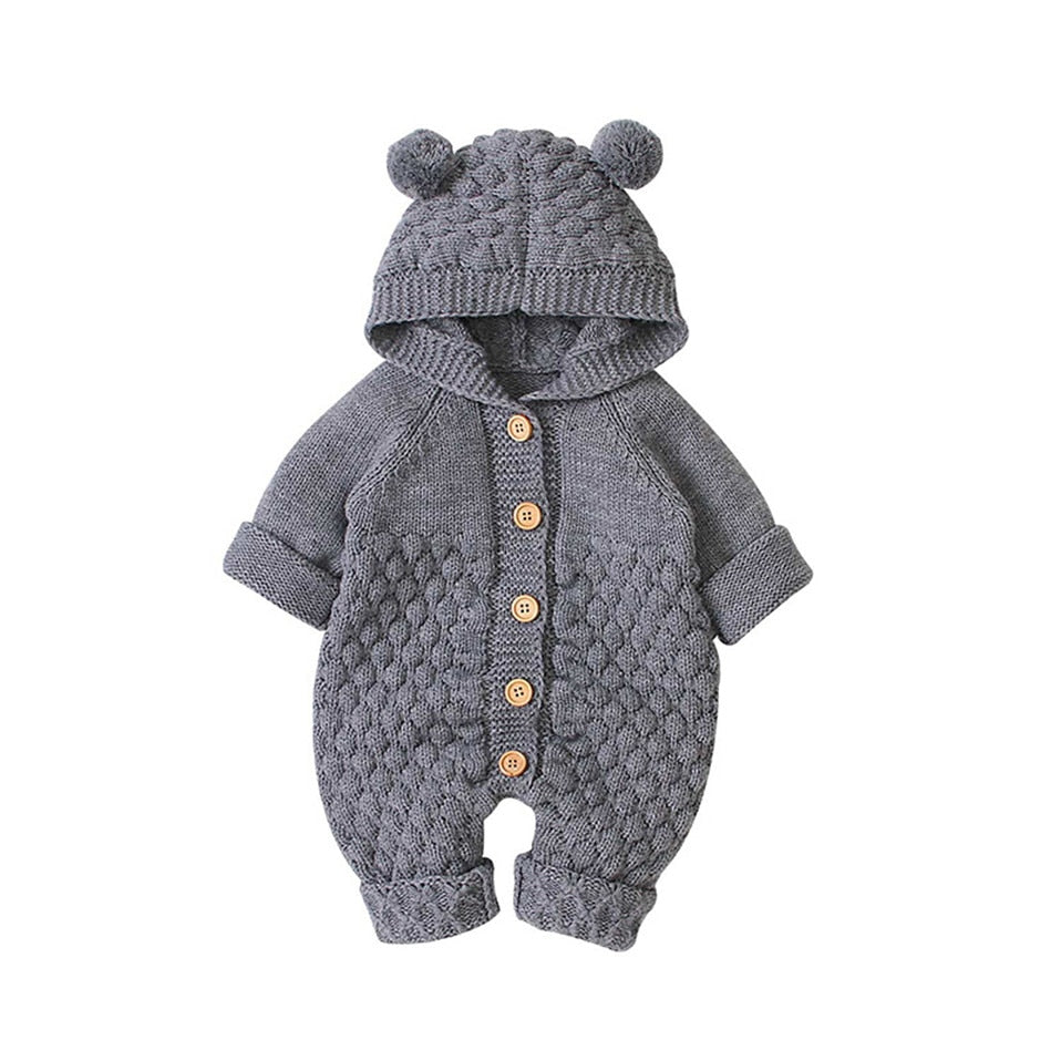 Baby Rompers Knitted Cartoon Bear Newborn Boy Jumpsuits Autum Long Sleeve Toddler Girl Sweaters Clothes Children Overalls Winter
