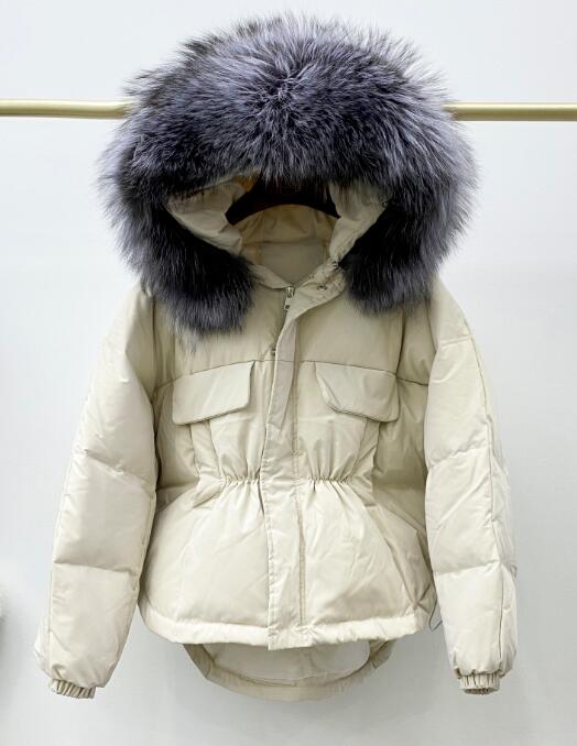 Huge Natural Raccoon Fox Fur Hooded 2021 Winter Down Coat Women Waterproof White Duck Down Jacket Puffer Female Feather Parkas