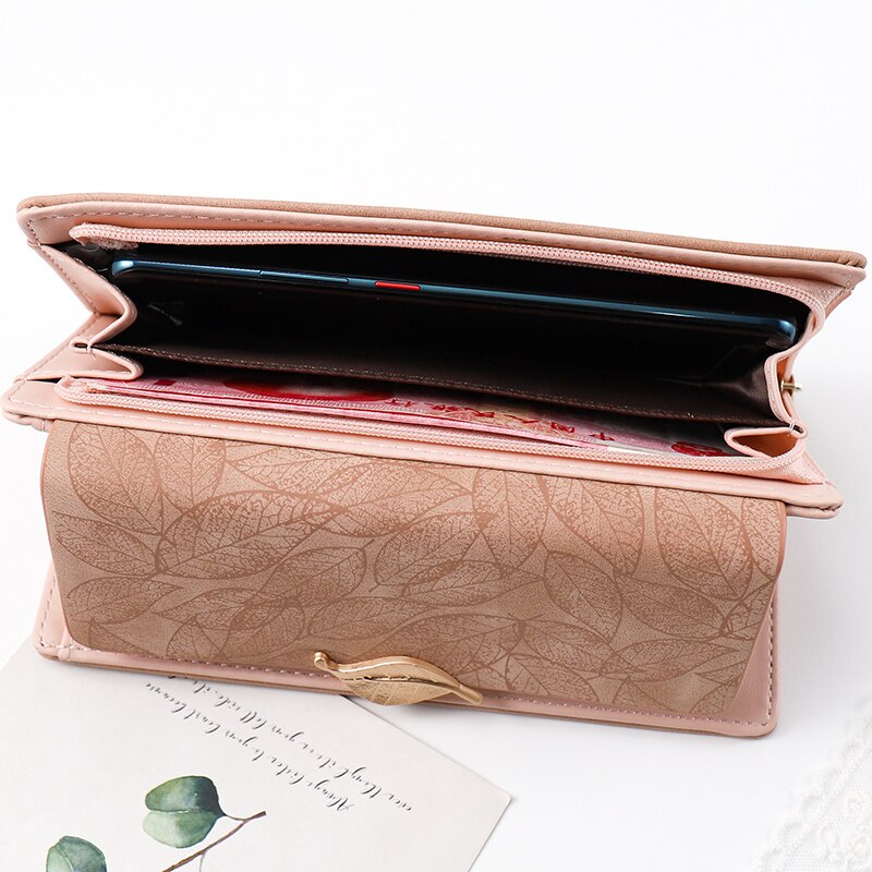 Long Wallet Golden Leaf Bag Handbag Ladies Coin Purse Card Holder Clutch