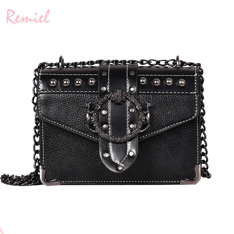 European Fashion Female Square Bag 2020 New Quality PU Leather Women&#39;s Designer Handbag Rivet Lock Chain Shoulder Messenger bags