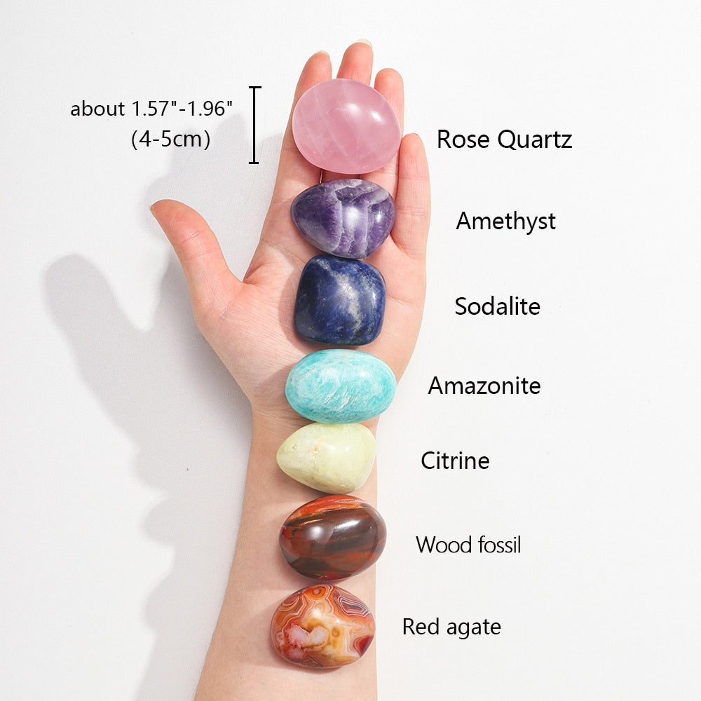 7pc/set Natural Gemstone Charka lrregular Polished Quartz Tumbled Stone Energy Healing Crystal Home Decoration Gift