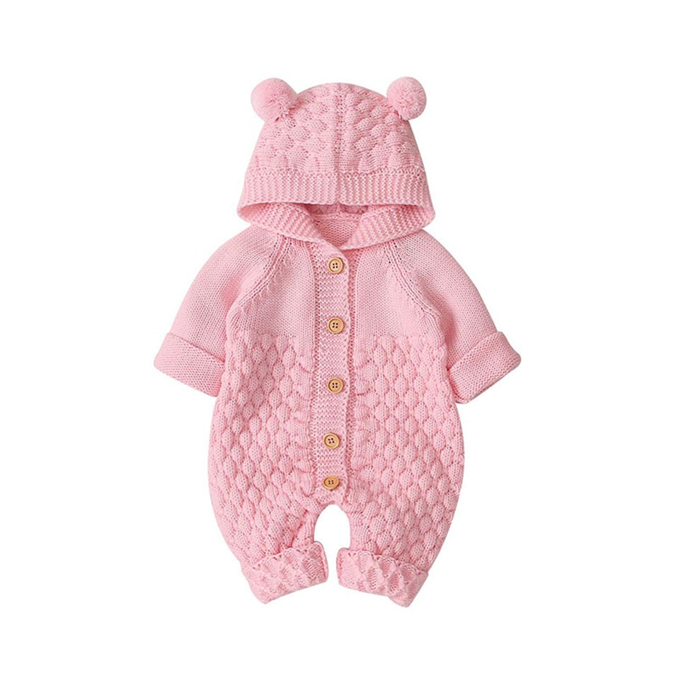 Baby Rompers Knitted Cartoon Bear Newborn Boy Jumpsuits Autum Long Sleeve Toddler Girl Sweaters Clothes Children Overalls Winter