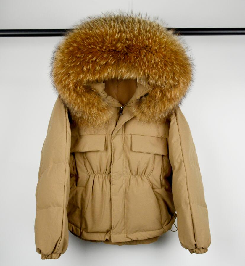 Huge Natural Raccoon Fox Fur Hooded 2021 Winter Down Coat Women Waterproof White Duck Down Jacket Puffer Female Feather Parkas