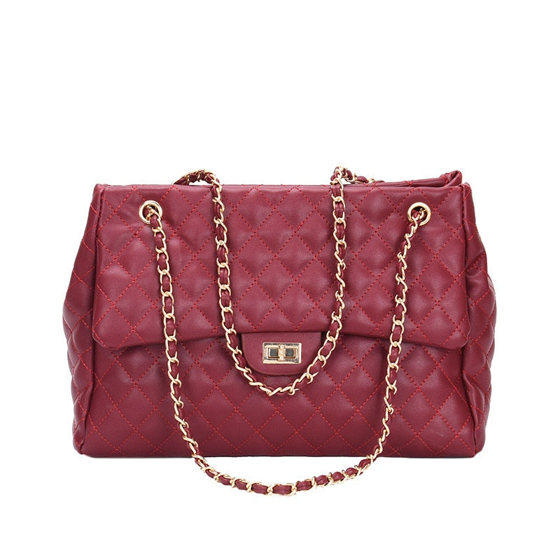 Shoulder Bags Handle Bag For Women Chain PU Leather Handbags Chic Lingge Chain Female Bag