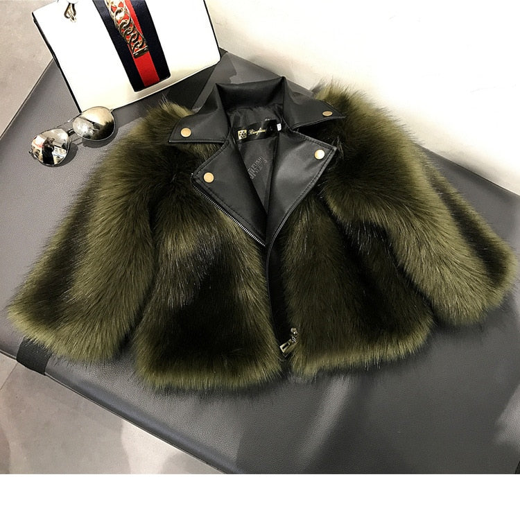 Fashion Baby Winter Outerwear &amp; Coats Children&#39;s Fur Girls Fur Coat Kids Faux Fur Fabric Clothes Fur Coat 2-10