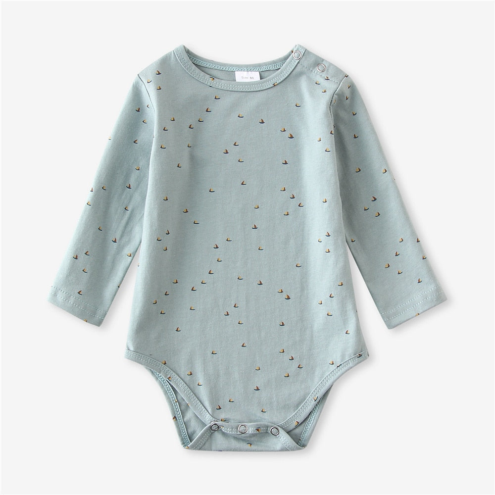 Infant Baby Boy Girl Romper Spring Summer Newborn Button Jumpsuit Printed Casual Long Sleeve Baby Boy Outfits Clothes Autumn
