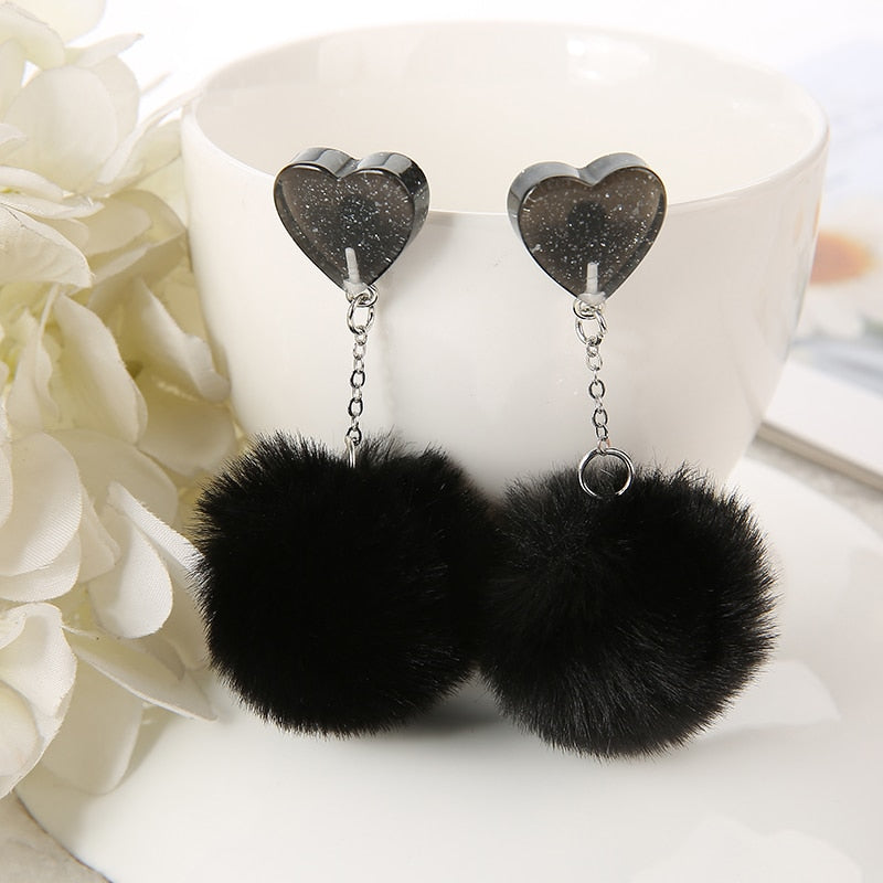 Fax Fur Earring Multicolours Resin Jewelry Birthday