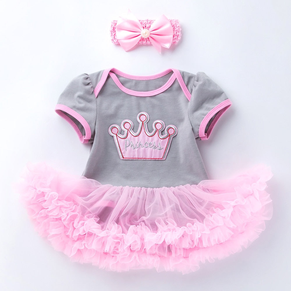 Baby Girl Clothes TUTU Short Sleeve Romper Dress Princess Girls Clothing Sets Cotton Multi-Color Summer Style