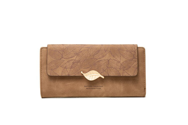 Long Wallet Golden Leaf Bag Handbag Ladies Coin Purse Card Holder Clutch