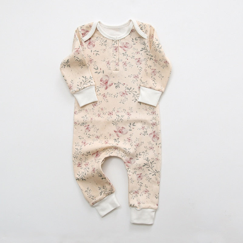 Spring Summer Baby Clothes Floral Newborn Boy Girl Romper Long Sleeves Soft Cotton Newborn Jumpsuits Outfits Infant Clothing