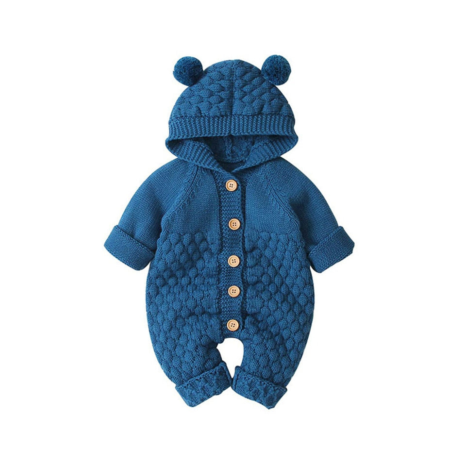 Baby Rompers Knitted Cartoon Bear Newborn Boy Jumpsuits Autum Long Sleeve Toddler Girl Sweaters Clothes Children Overalls Winter
