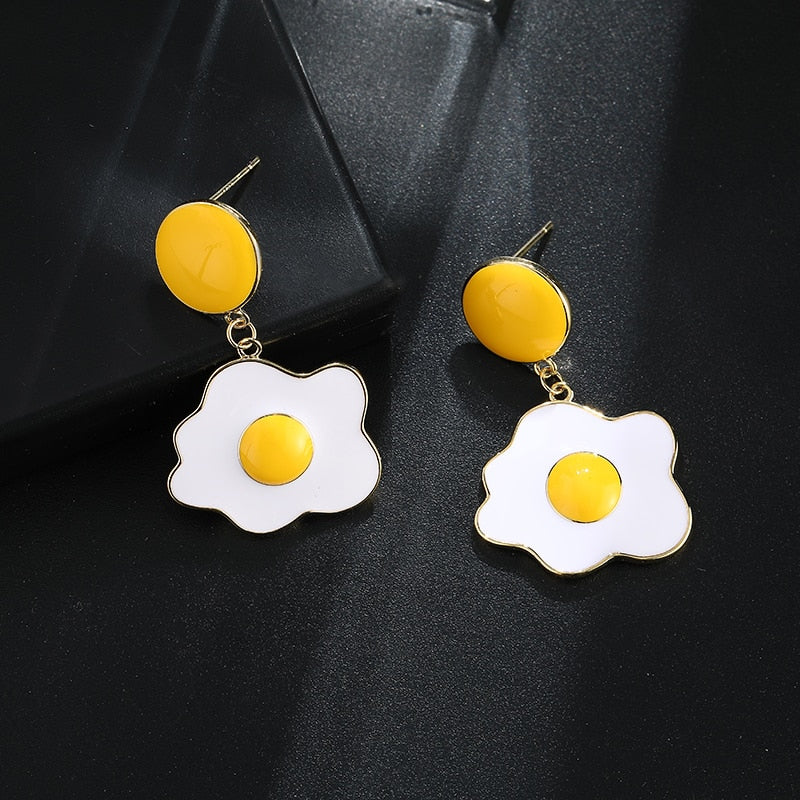 Fashion Creative personality beautiful stud earrings Popular wacky earrings temperament yolk stud earrings for women jewelry