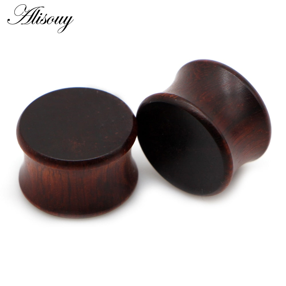 Alisouy 2pcs Wood Ear Plug Tunnel Earring Guages Stretcher Expander Dermal Piercing Oreja Mujer Stretcher Unisex Body Jewelry