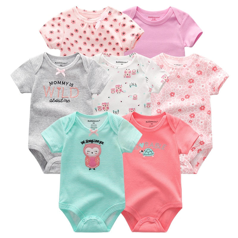 Uniesx Newborn Baby Rompers Clothing 7Pcs/Lot Infant Jumpsuits 100%Cotton Children Roupa De Bebe Girls&amp;Boys Baby Clothes