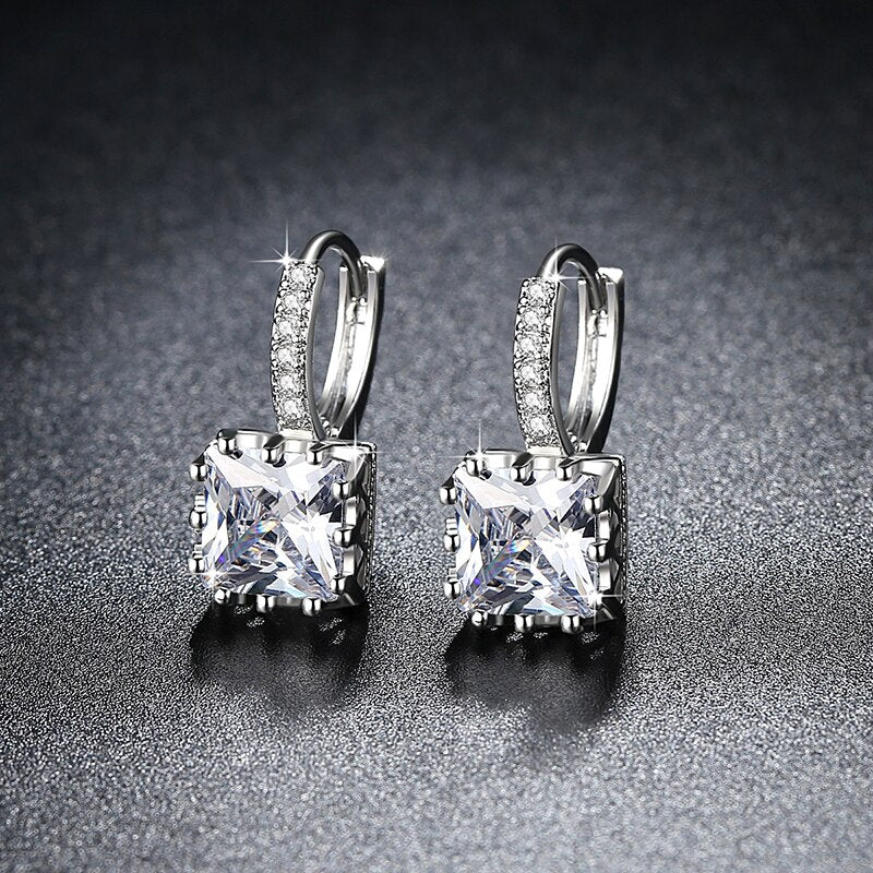 Women Fashion Earrings Exquisite Square CZ Pendant Earrings 5 Color Zircon Earrings Female Personality Wild Jewelry